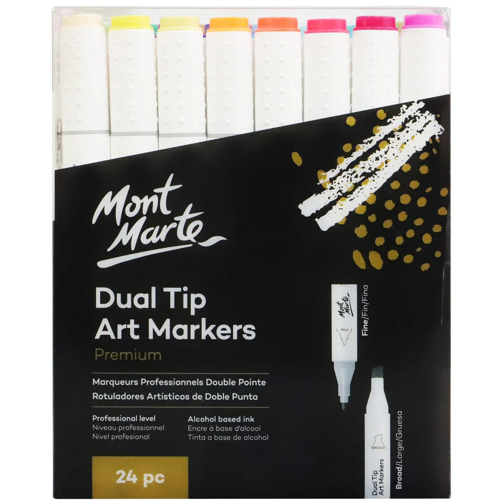 Mont Marte Dual Tip Alcohol Markers 24pk