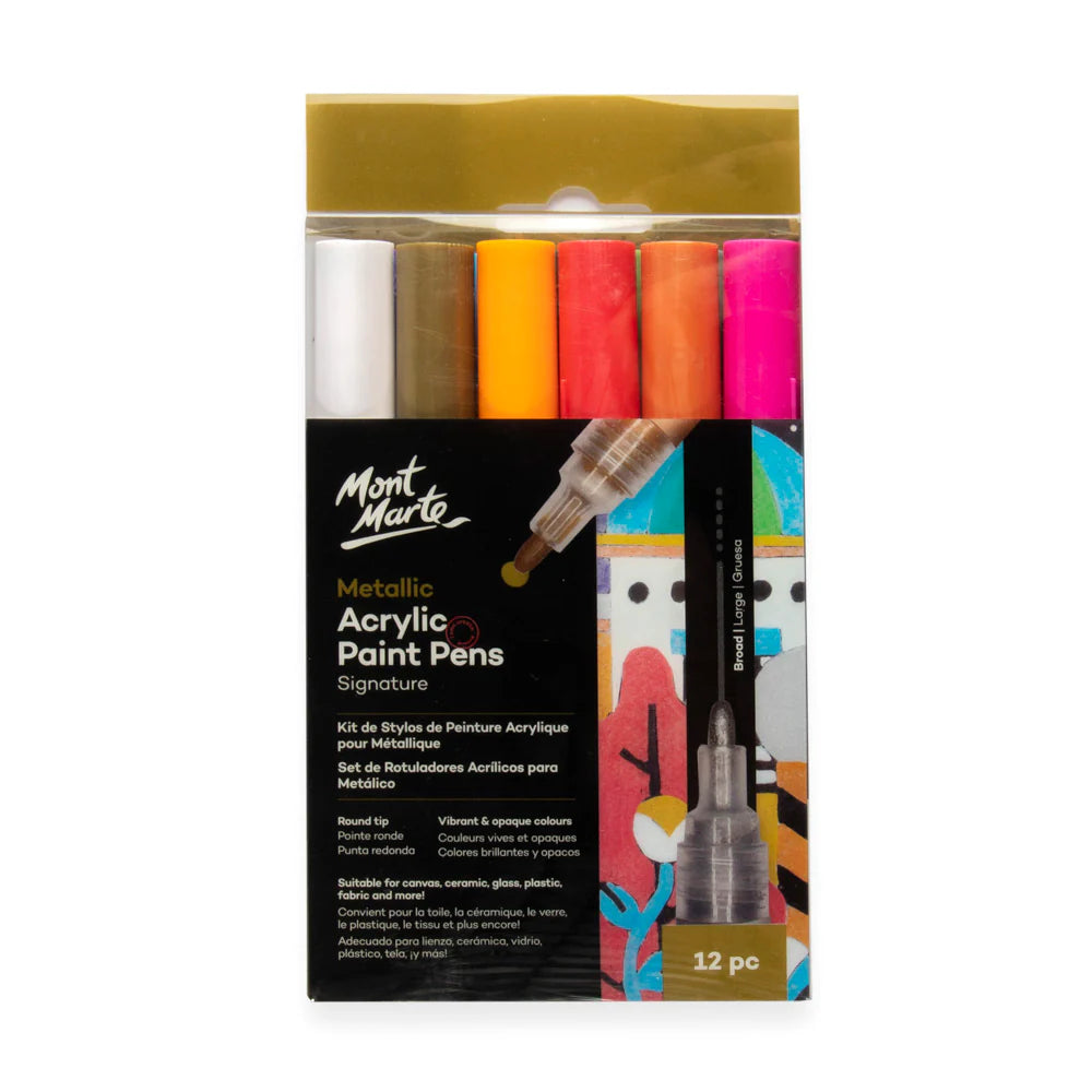 Mont Marte Acrylic Paint Pens Metallic 12pk