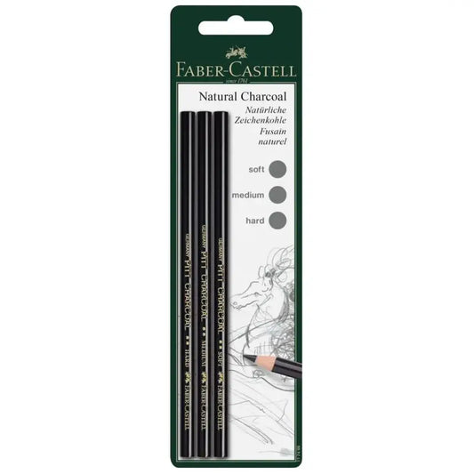 Faber Castell Natural charcoal pencils 3pk 