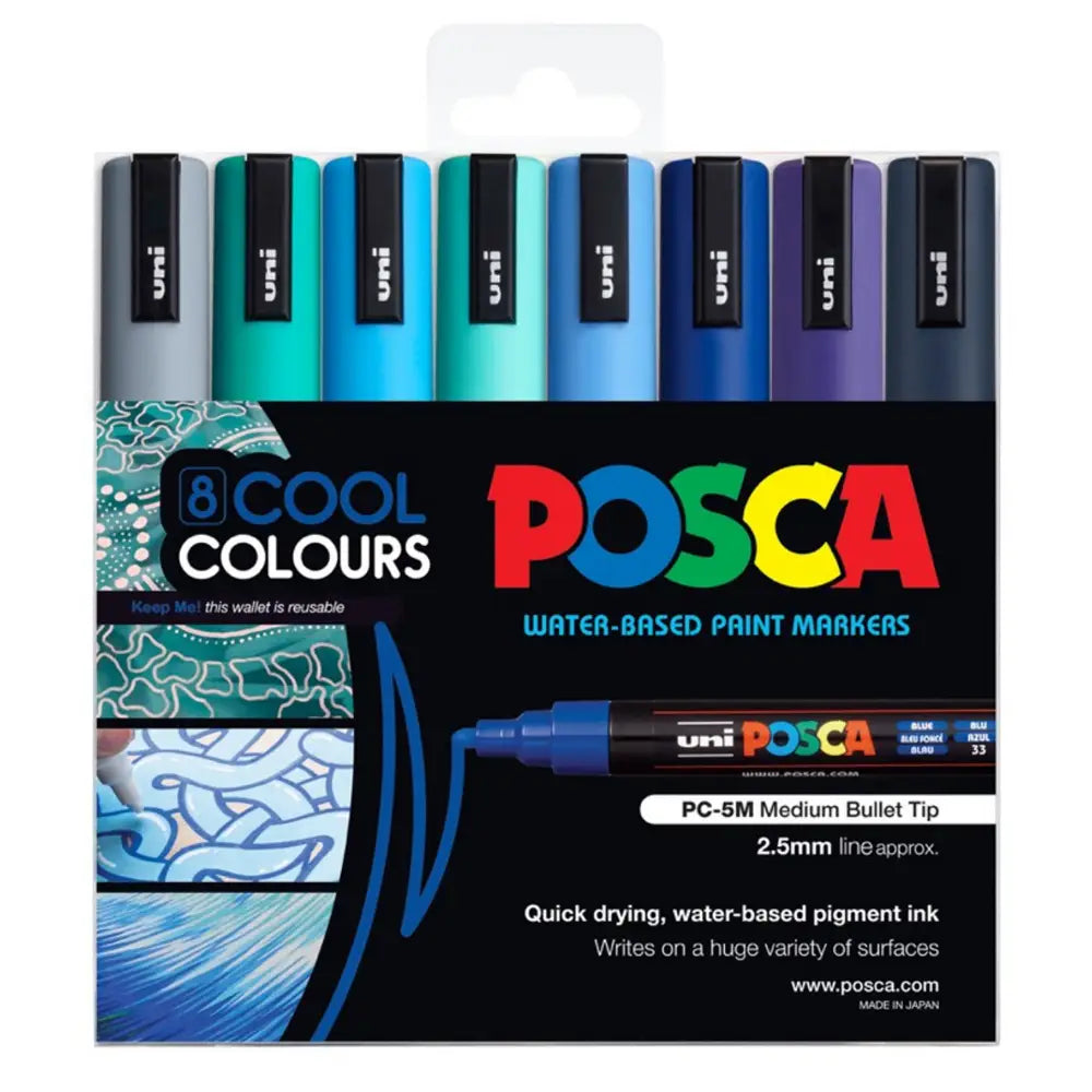 Uni Posca Paint Pen PC-5M 8 Cool Set