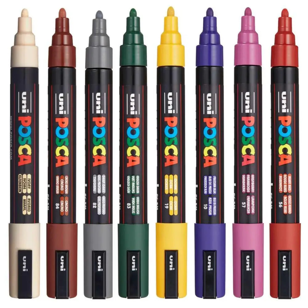 Uni POSCA Marker Pen PC-5M Dark Set 8pk