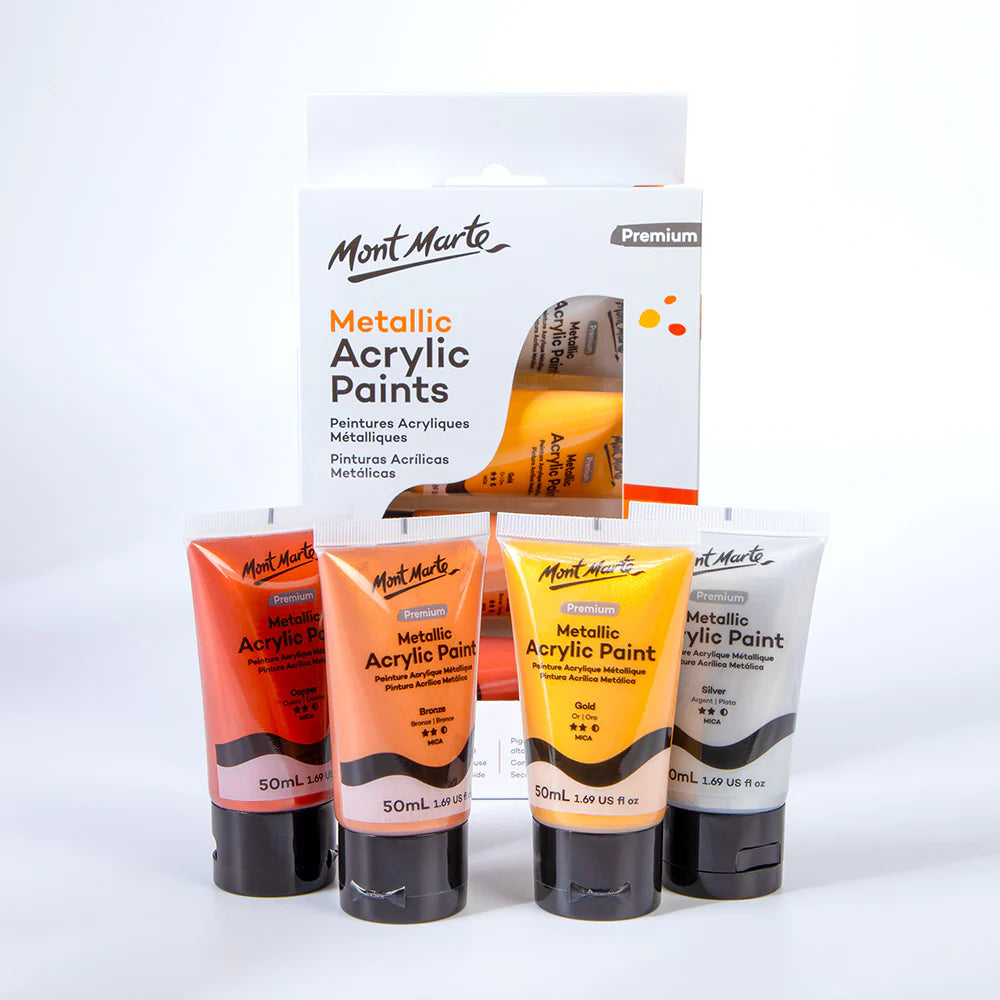 Mont Marte Metallic Acrylic Paint Set 4pk