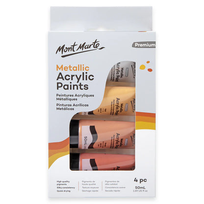 Mont Marte Metallic Acrylic Paint Set 4pk