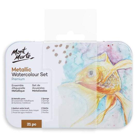 Mont Marte Metallic Watercolour Cake Set in Tin 21pk