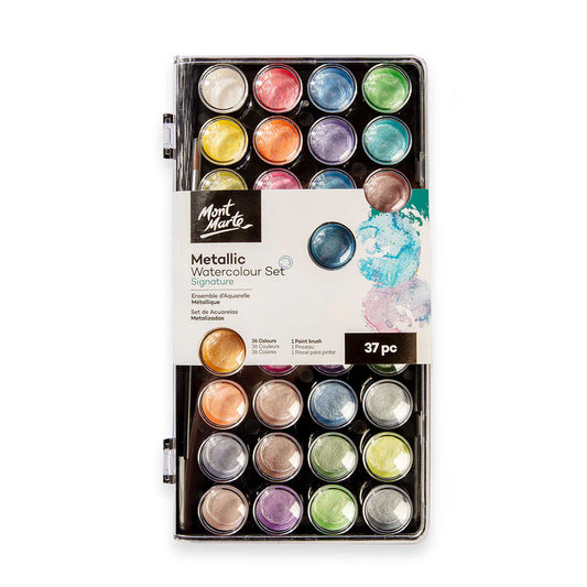 Mont Marte Metallic Watercolour Paint Set 37pce