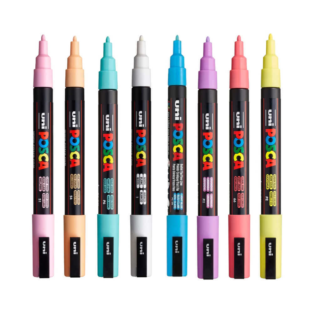 Uni POSCA Marker Pen PC-3M Fine Set of 8 Pastels | Art Supplies Online ...