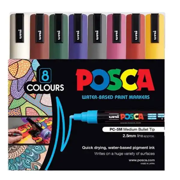 Picture of Uni POSCA Marker Pen PC-5M Dark Set 8pk