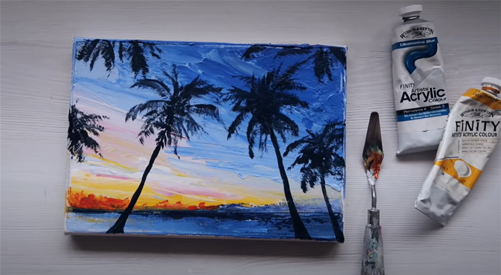 acrylic knife painting tutorial - acrylic sunset