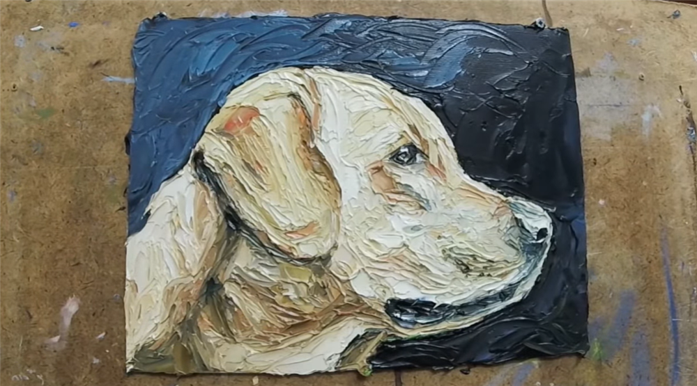 acrylic knife painting tutorial - dog painting