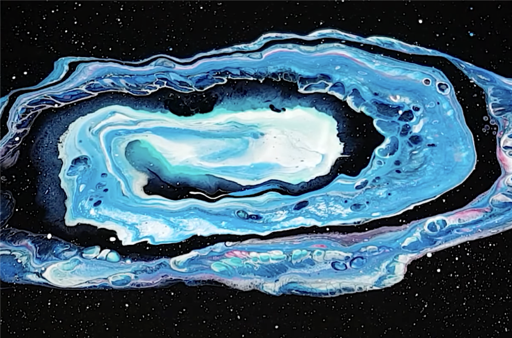 acrylic paint pouring ideas - galaxy