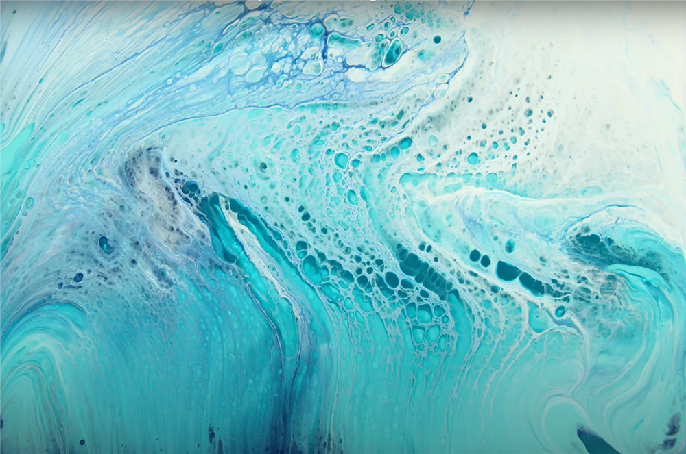 acrylic paint pouring ideas - ocean wave